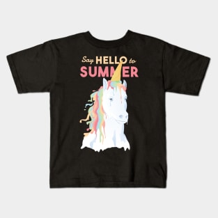 Hello Summer Unicorn Cream Kids T-Shirt